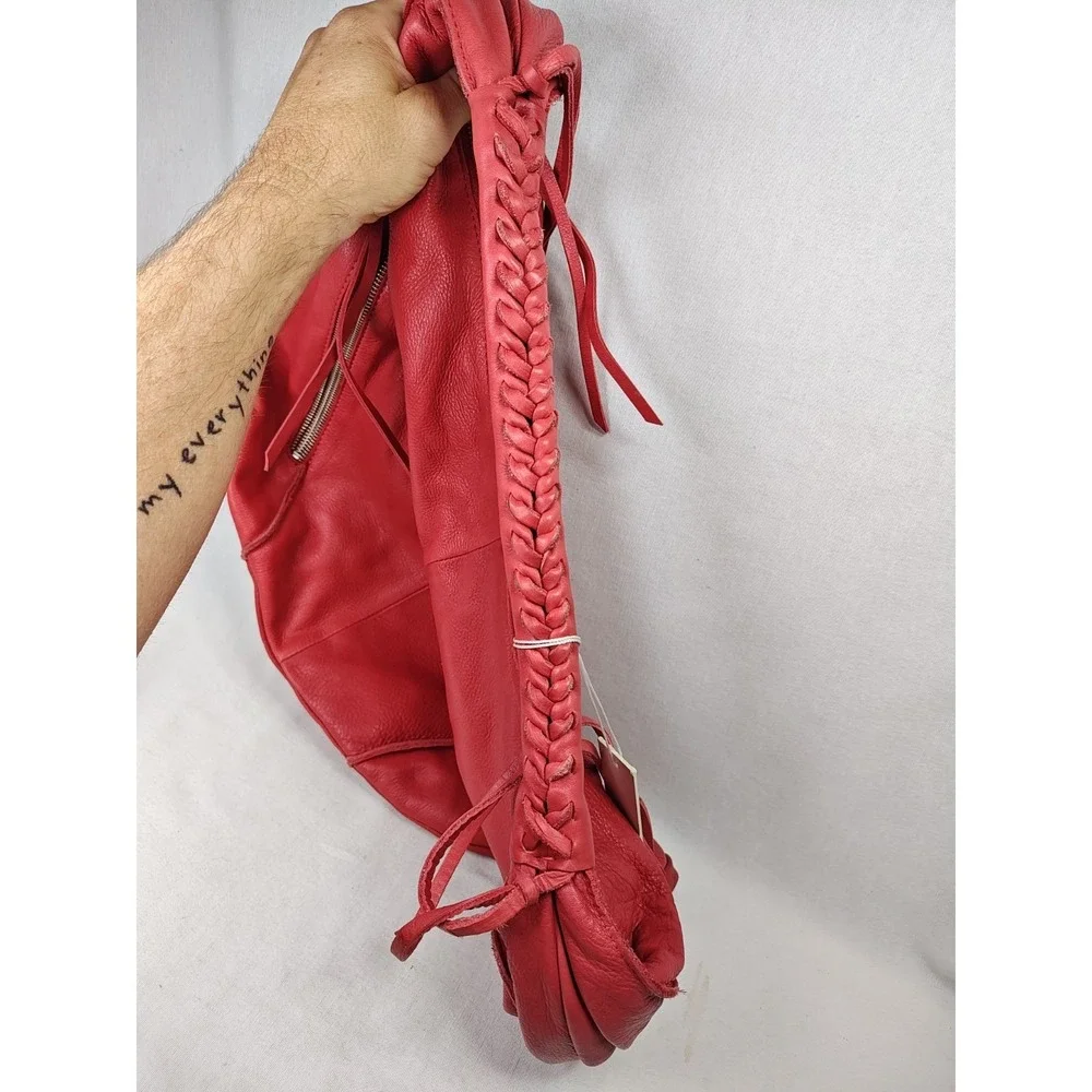 Christopher Kon Coral Leather Hobo Bag NWT Shoulder Purse Braided Slouchy 447